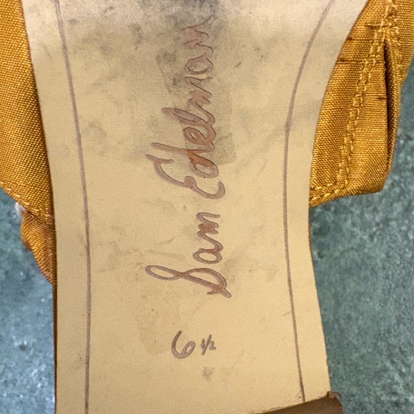 Sam Edelman Shoes Gold Cream Slingback Flats Unique Boho Funky Artsy Coquette - Picture 8 of 8